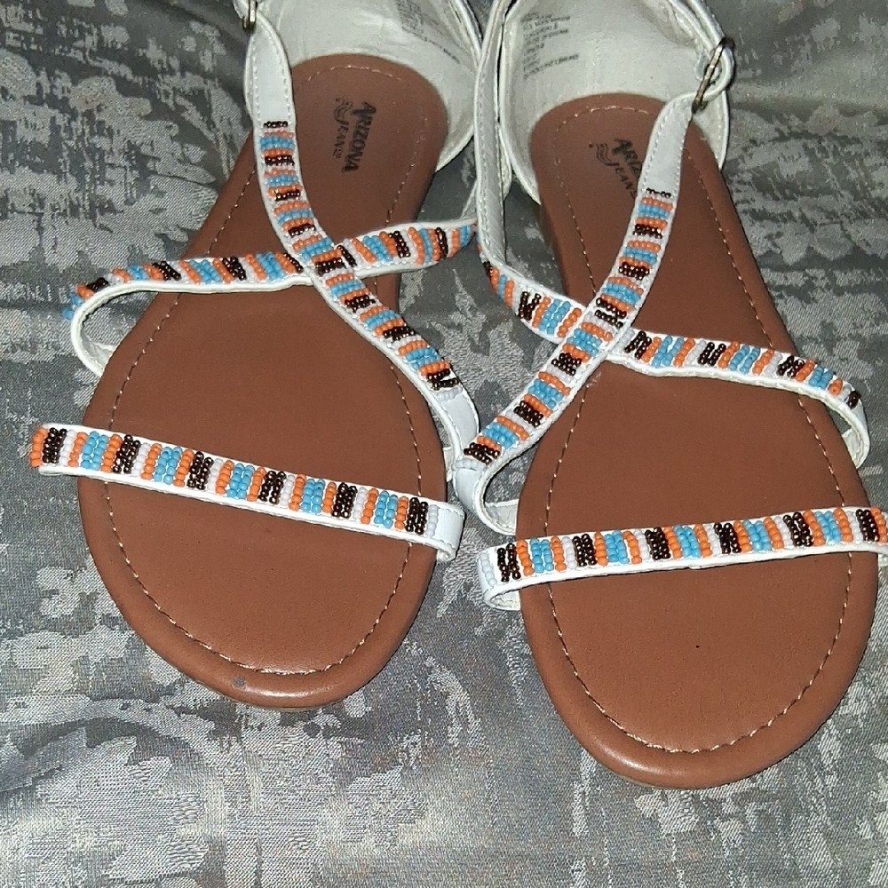 Arizona Jean Company White and Multicolor Strappy Sandals - Picture 4 of 4